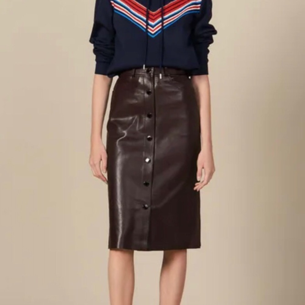Sandro MIDI Leather Skirt
